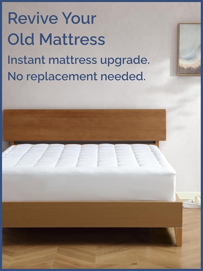 Mattress Pad Full Size – Quilted Fitted Mattress Protector – Cotton Pillow Top Cover w/ 8-16" Deep Pockets – Thick, Comfy & Plush – Cooling, Breathable & Noiseless – Machine Washable – 54 x 75 (White)