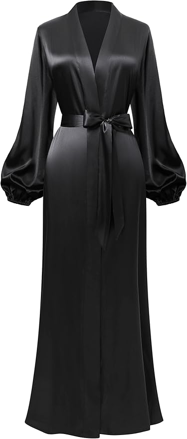 PRODESIGN Satin Kimono Robe Women Long Silky Kimono Bathrobe Sleepwear Wedding Bridesmaid Robe