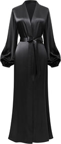 PRODESIGN Satin Kimono Robe Women Long Silky Kimono Bathrobe Sleepwear Wedding Bridesmaid Robe
