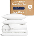 Brooklinen Luxury Sateen Duvet Cover Set - King/California King Size in White - Includes 1 Duvet Cover and 2 Pillowcases - 100% Cotton, 480 Thread Count