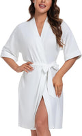 COLORFULLEAF Womens Bamboo Short Robes Lightweight Kimono Cotton Robe Soft Knit Bathrobe Ladies Loungewear with Pockets