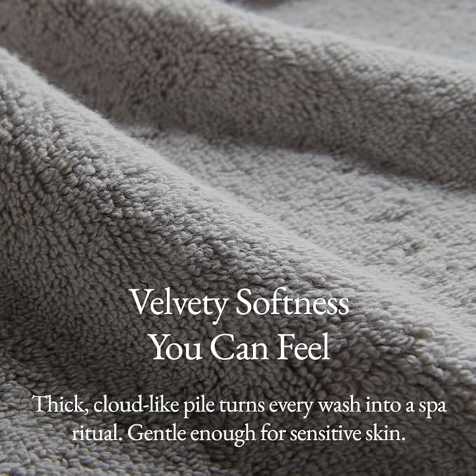 Italic Serene Ultraplush Cotton Washcloth Towel Set, 4 Soft & Absorbent Face Towels, Light Gray, 800GSM, 100% Cotton, Heavy Duty, Resort Grade Towels (Light Gray)