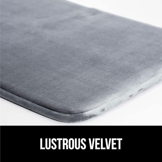 GORILLA GRIP Memory Foam Bath Rugs, Soft Absorbent Velvet Bathroom Mats, Durable Dots on Underside, Machine Washable Bathmat, Carpet Rug Room Decor for Shower Floor, 60x24 Mat, Graphite Gray
