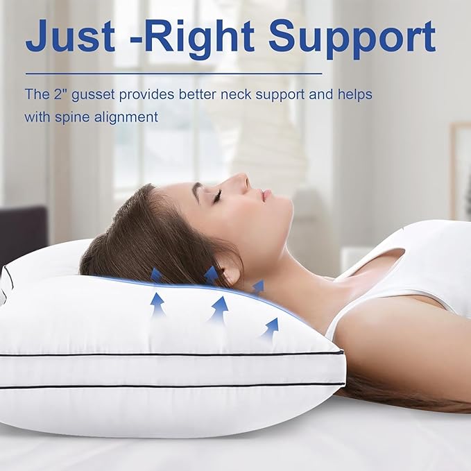 Premium Pillows Standard Size Set of 4, Fluffy and Supportive 7D Down Alternative Bed Pillows, Luxury Soft Hotel Quality Gusseted Pillow for Side Back Stomach Sleepers, Relief Neck Head Shoulder Pain