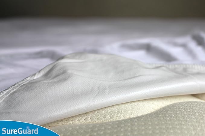 SureGuard King Size Mattress Protector - 100% Waterproof, Hypoallergenic - Premium Fitted Cotton Cover - Smooth