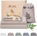 TWK Luxury Sheet Set, Genuine 100% Viscose Derived from Bamboo, Cooling & Breathable, Silky Soft, Bedding Sheets & Pillowcases(Sand Queen(60 * 80 * 15))