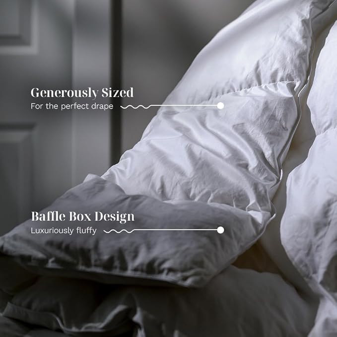 LUXOME ClimaSense Comforter w/ 37.5® Technology | Fluffy & Breathable | Thermal Regulating | Cotton Blend | Full/Queen - 90"x98"