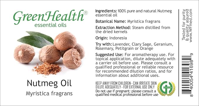 Nutmeg Essential Oil - 128 fl oz (1 Gallon) Plastic Bottle w/Cap - 100% Pure Essential Oil by GreenHealth