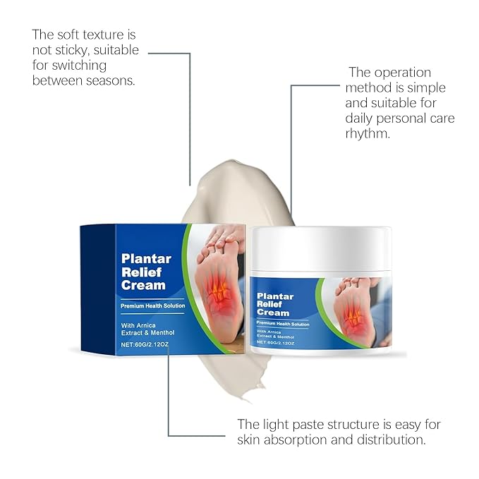 Plantar Fasciitis Cream (2.12OZ) - Spur Cream Soothes Stiffness and soreness, heel spurs & other foot discomfort , Natural Herbal Formula with Arnica & Menthol, Suitable for Sensitive Skin