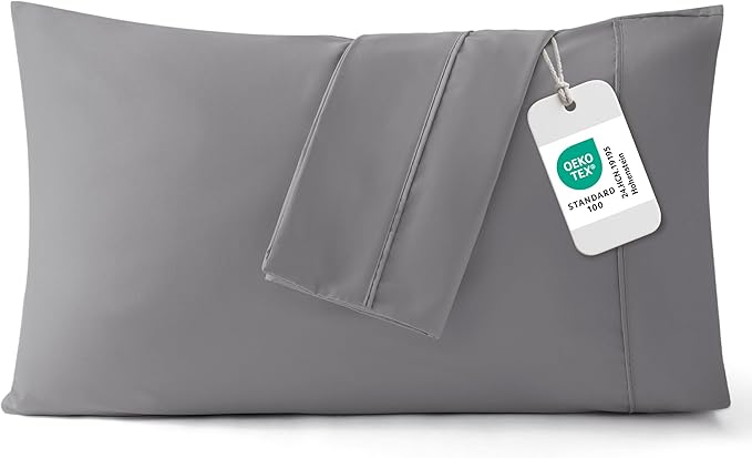 Bedsure Silver Grey Pillowcase Set - Standard Size (20x26 inches) Bed Pillow Cover - Brushed Microfiber, Wrinkle, Fade & Stain Resistant - Envelop Closure Pillow Case Set of 2
