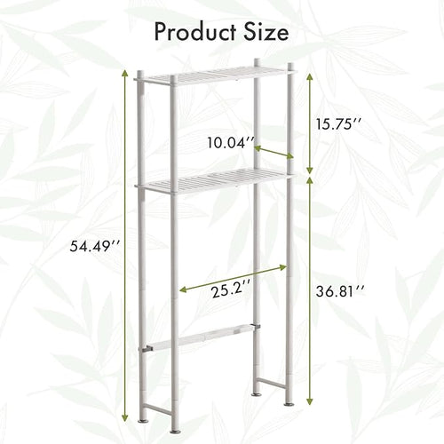 AmazerBath Bamboo Over The Toilet Storage Shelf, 2-Tier Over Toilet Bathroom Organizer Rack, Bathroom Shelves Over Toilet Space Saver, White