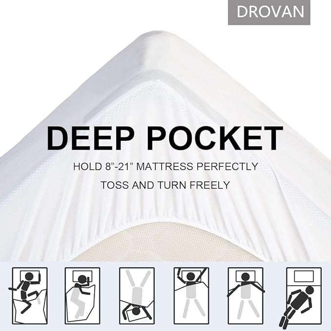 DROVAN Mattress Topper Full Size - Extra Thick Mattress Pad Cover - Pillow Top Deep Pocket with Breathable 7D Spiral Fiber Filling Cooling Mattress Cover