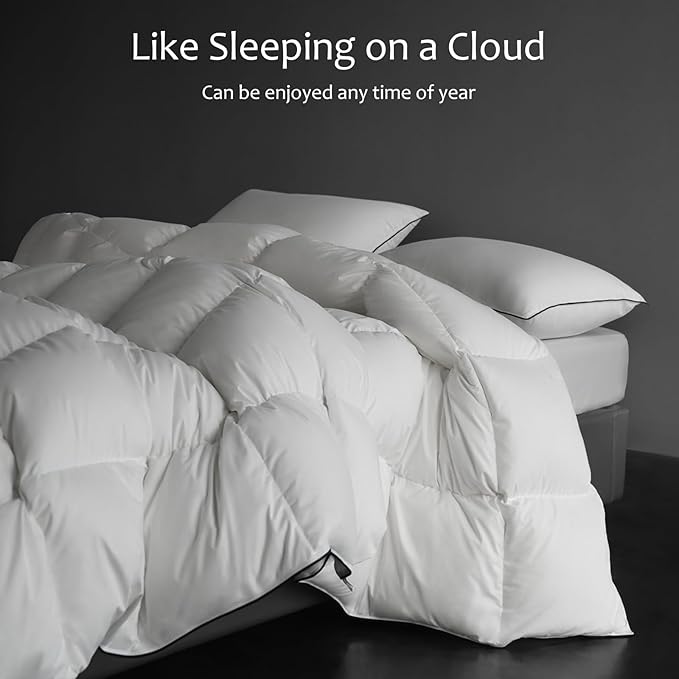 Luxury Down Fiber Comforter Twin/Twin XL Size - High Fill Power Medium Warmth for All Season Duvet Insert - Light Weight, Lvory White (68" x 90")