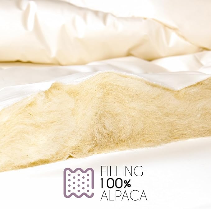 Queen All-Season Warm Fine Alpaca Duvet - Premium Cotton Cover, 4,66 lb Filling, Ideal for Year-Round Comfort, Lightweight & Temperature-Regulating, 92 x 94 inches