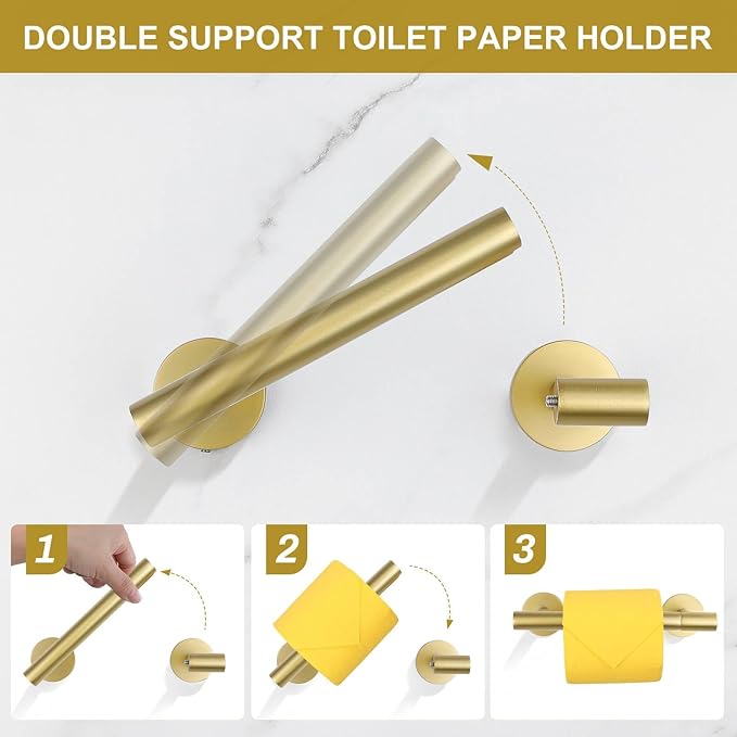 10 Pieces Brushed Gold Bathroom Hardware Towel Bar Set for Bathroom Wall, 23.6Inch Bathroom Accessories Set Upgraded Bathroom Towel Holder, Stainless Steel Towel Racks Bathroom Wall Mounted