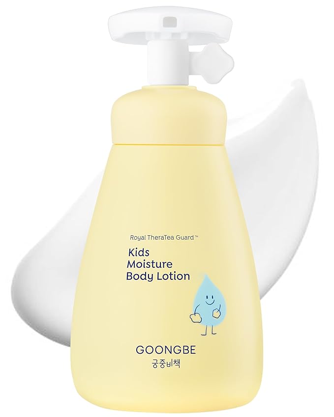 GOONGBE Kids' Moisture Body Lotion - Korean Kids Daily Body Moisturizer - Long Lasting 24hr Hydrating Cream Type Lotion with Cica and Squalane - Allergen Free Scent, 8.45 fl.oz.