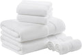 Madison Park Turkish 100% Cotton 600Gsm Luxury Premium Thick Soft Absorbent Hotel Bathroom Towel Set Shower Hand Face Washcloths, Assorted Sizes, White 6 Piece