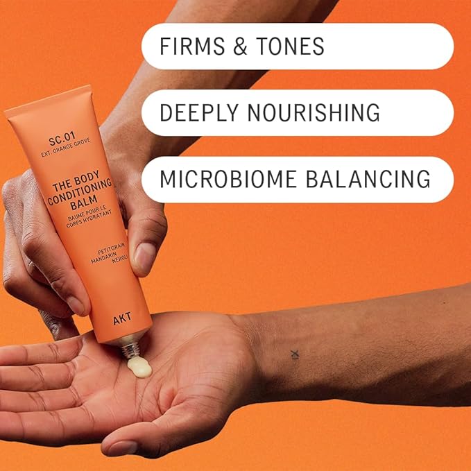 Akt The Body Conditioning Balm 3.4 Fl Oz, Firming Cream, Hydrating Body Balm with Olive Squalane & Lactic Acid, Vegan Moisturizer, Plastic Free, Sc.01 Orange Grove, All Genders