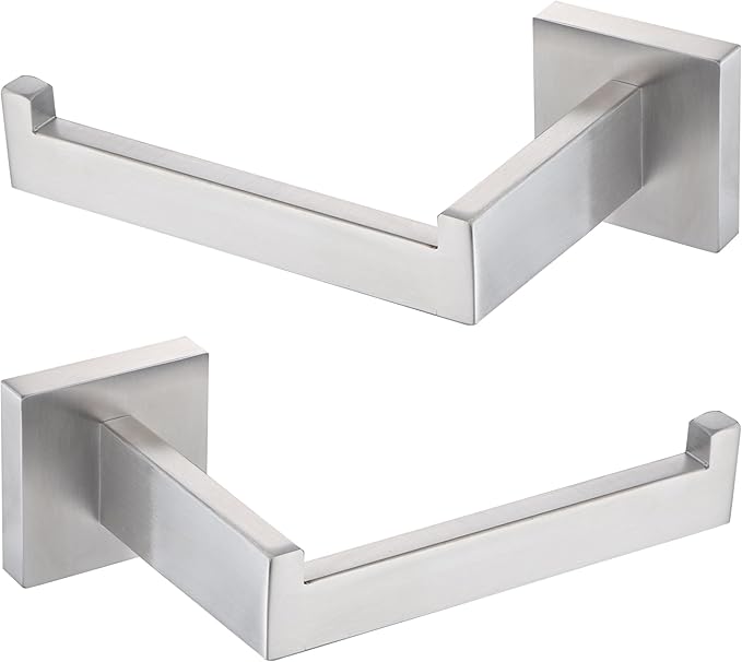 LANC Bathroom Toilet Paper Holder, Brushed Nickel Toilet Paper Roll Holder Wall Mount for Kitchen Washroom Modern TP Toilet Tissue Holder Stainless Steel Left and Right 2 Pack, A8807BN-LRP2