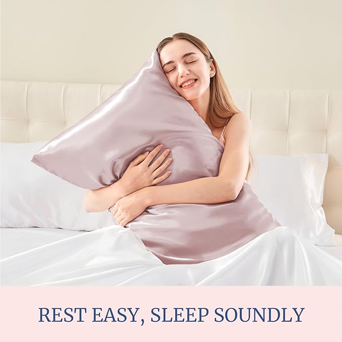 BEDELITE Satin Pillowcase for Hair and Skin, Super Soft and Cooling Similar to Silk Pillow Cases 2 Pack with Envelope Closure, Gift for Women Men(20"x36" King Size, Lotus Pink)