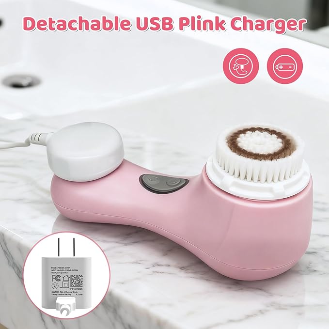 Clarisonic Mia 2 Electric Face Cleansing Brush with 2 Brush Heads, Sonic Facial Brush for Deep Cleaning & Exfoliation, Waterproof Rechargeable (Pink)