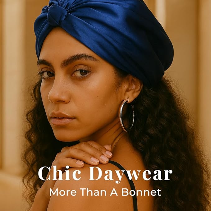 100% Mulberry Silk Bonnet, Double-Layered Hair Bonnet for Sleeping Women, Pure Silk Turban, Night Sleep Hair Wrap