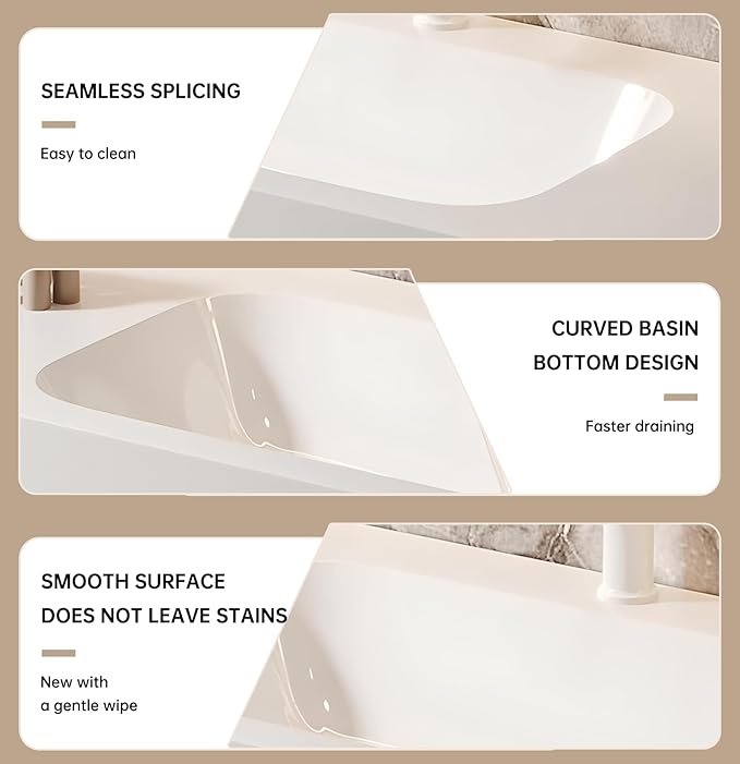 72" Bathroom Vanity, Floating Bathroom Vanity with Sink, Solid Wood Vanities with Smart Defogging Mirror Cabinet, Slate Countertop and Faucet, Wall Mount Bath Furniture Cabinet with Drawers (Walnut)
