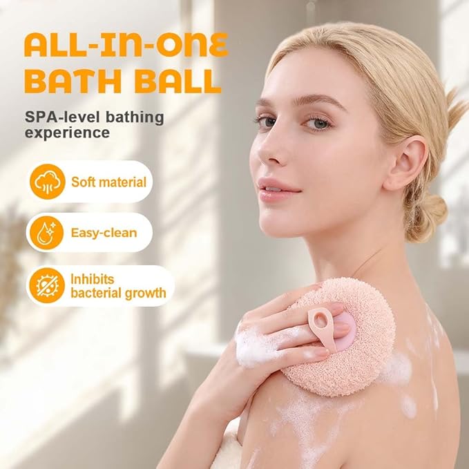 Super Soft Sunflower Suction Cup Bath Ball, 2025 New Exfoliating Bath Bath Sponge Cleaning Brush with Finger Rings for Women and Men (Pink, 4 pcs)