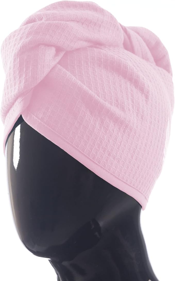 100% Turkish Cotton Hair Towel Wrap for Women,Non Microfiber,400-GSM(Grams per Square Metre),AntiFrizz,Hair Plop Waffle Towels for Curly,Long&Thick Hairs,Turban Head Wrap,1Pack10x26inc