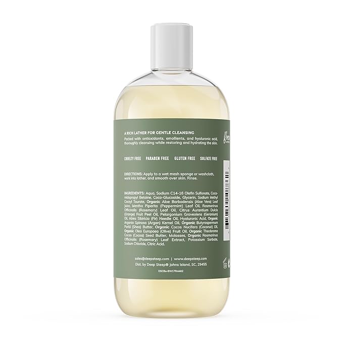 Deep Steep Body Wash, Rosemary Mint, 17 oz – Hydrating Shower Gel with Hyaluronic Acid, Shea Butter, Aloe Vera & Argan Oil – Vegan, Clean Beauty, Clean & Refreshed Skin
