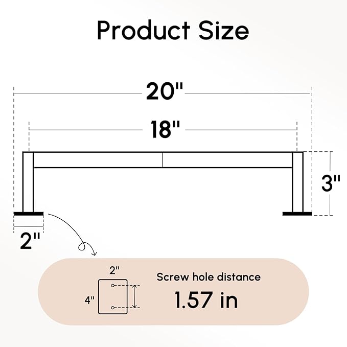 USHOWER Brushed Nickel Towel Bar, 18 Inch Towel Racks for Bathroom Wall Mounted, Heavy Duty Stainless Steel Towel Holder, Easy Installation (Total Length 20 Inch)