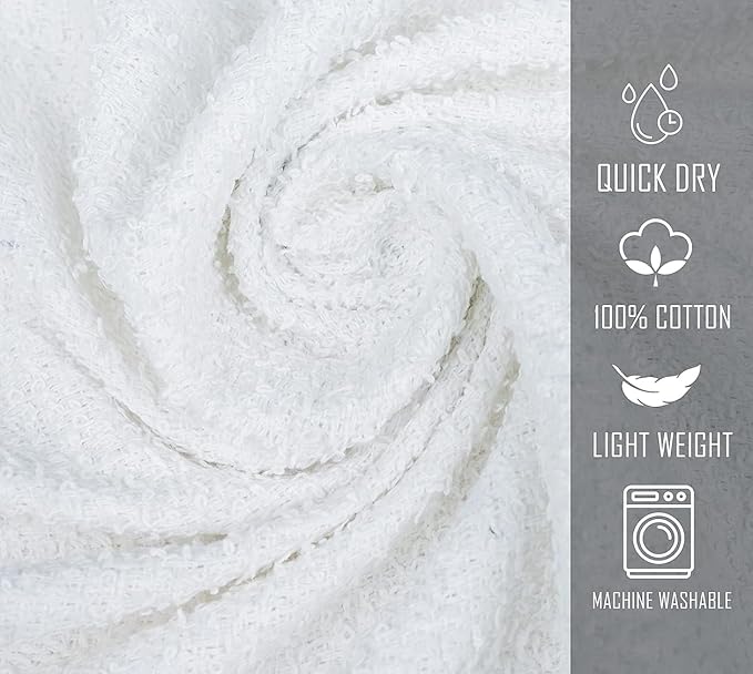 (Pack of 60 White Bath Towels Bulk 20x40 Inches -100% Cotton Economy Cheap Bath Towels for Commercial Uses, Gym, Salon, Spa & Hair -Lightweight Bath Towel Quick Drying -Bath Towel Sets Bulk