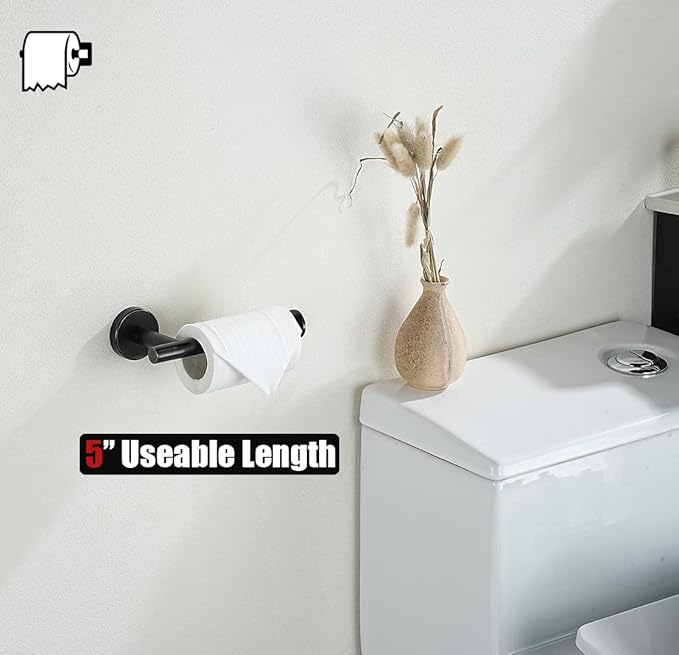 JQK Toilet Paper Holder Oil Rubbed Bronze, 5 Inch 304 Stainless Steel Thick 0.8mm Tissue Paper Dispenser for Bathroom, Hold Mega Rolls Wall Mount, TPH120-ORB