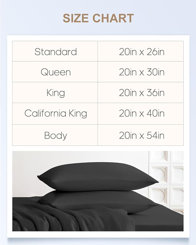 THXSILK Set of 2 100% Mulberry Silk Pillowcase for Hair and Skin Health, 22 Momme Soft and Smooth Pillowcases with Hidden Zipper, Both Sides Premium Grade 6A+ Silk, Body Size 20"x54", Black