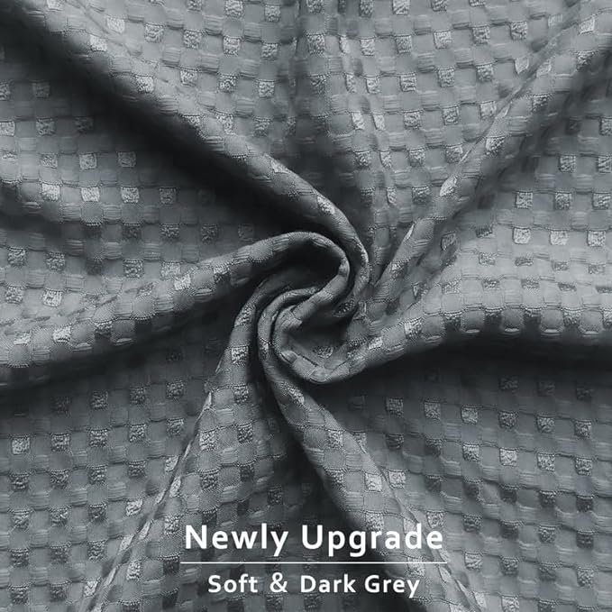 MIYE Pleated Waffle Weave Bed Skirt, Tailored Dust Ruffle 12 Inch Drop Easy Fit, Machine Washable (Dark Grey, Queen - 12" Drop)