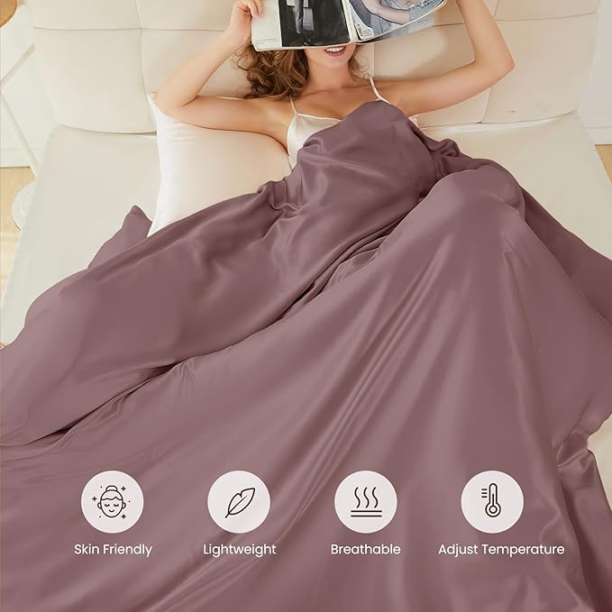 THXSILK 100% Pure Mulberry Silk Duvet Cover Set 3 Piece, 6A+ Grade Luxury Soft Bedding Silk Sheets for Hair and Skin, 1 Pcs Duvet/Quilt/Comforter Cover with 2 Zippered Pillowcases (Purple, King)