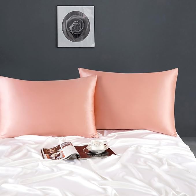 ZIMASILK 100% Pure Mulberry Silk Pillowcase for Hair and Skin Health,Soft and Smooth,Both Sides Premium Grade 6A Silk,600 Thread Count,with Hidden Zipper,1pc(Standard 20''x26'',Coral)