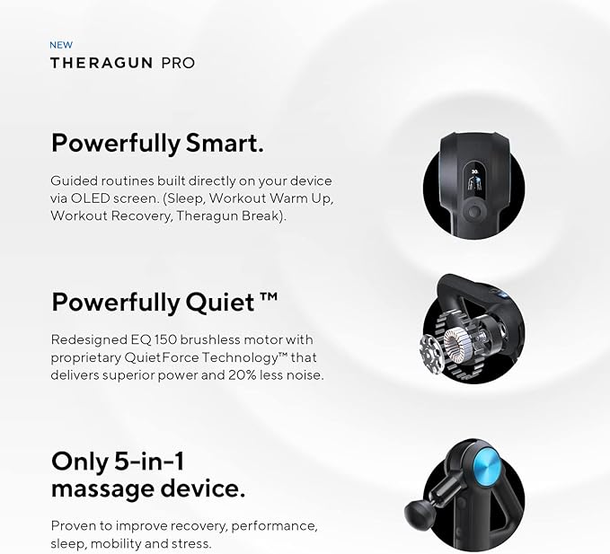 TheraGun Pro Handheld Deep Tissue Massage Gun - Bluetooth Enabled Percussion Massage Gun & Personal Massager for Pain Relief & Circulation in Neck, Back, Leg, Shoulder and Body (Black - 5th Gen)