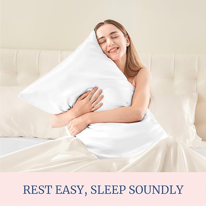BEDELITE Satin Pillowcase for Hair and Skin, Super Soft and Cooling Similar to Silk Pillow Cases 2 Pack with Envelope Closure, Gift for Women Men(13"x18" Toddler Size, White)