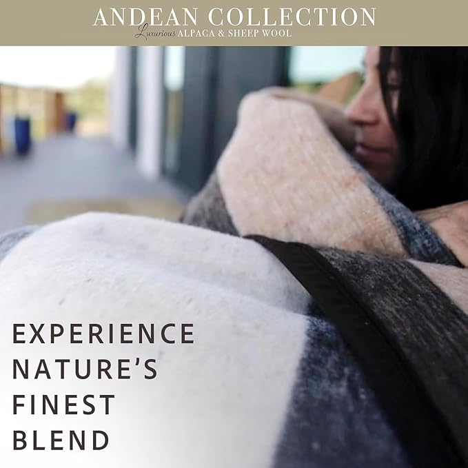 Natural Alpaca & Sheep Wool Blanket – King Size – Heavyweight Warmth, Thick, Breathable, Natural Texture & Scent, 103 x 86 inches, 7.2 lbs