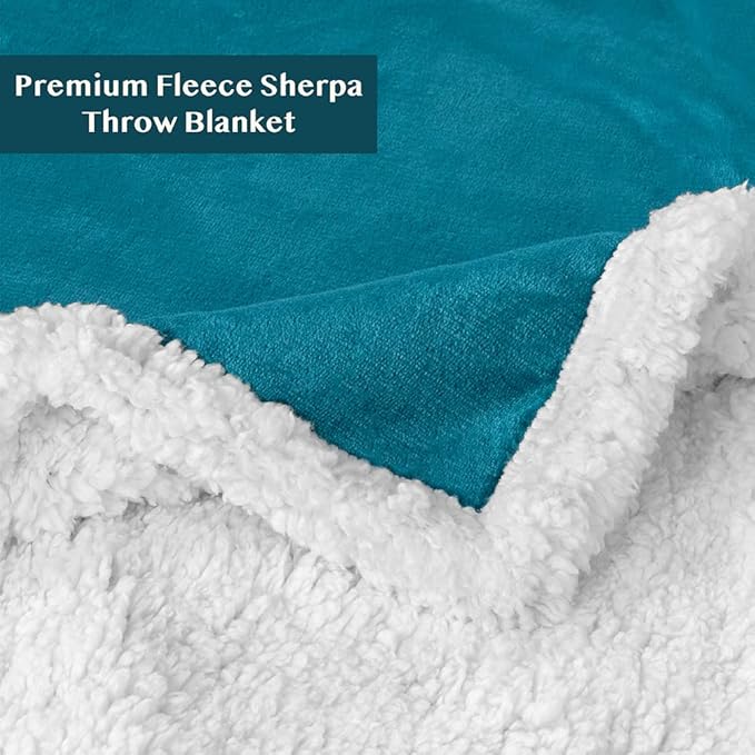 PAVILIA Sherpa Fleece Throw Blanket for Couch, Twin Size, Teal Blue, Plush Soft Fuzzy Sofa Blanket, Cozy Reversible Winter Throw for Women Men, 60x80 Inches