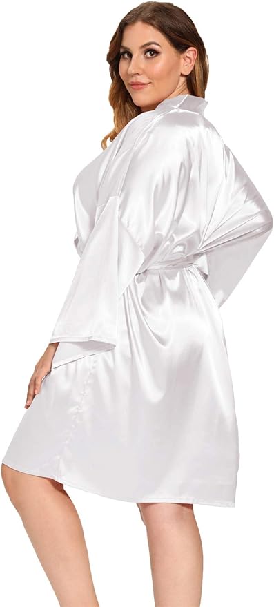 Women's Plus Size Satin Robes Plus Size Silky Kimonos Robes Sleepwear,Short