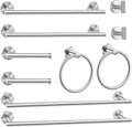 10Pcs Bath Tower Set, Includes 23.6 inch & 16 inch Towel Bars, Hooks, Rings & Toilet Paper Holder - Brushed Nickel
