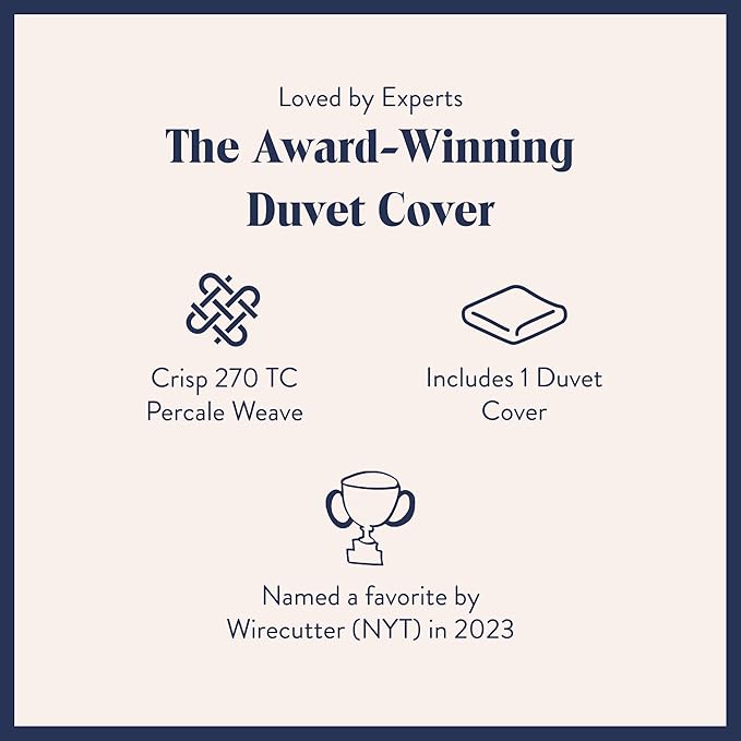 Brooklinen Luxury Percale Duvet Cover – 100% Cotton, Cool, Crisp, Extra-Long Corner Ties, Button Closure, Soft & Breathable – Machine Washable, Duvet Cover King/California King Bed Sizes (Sky)