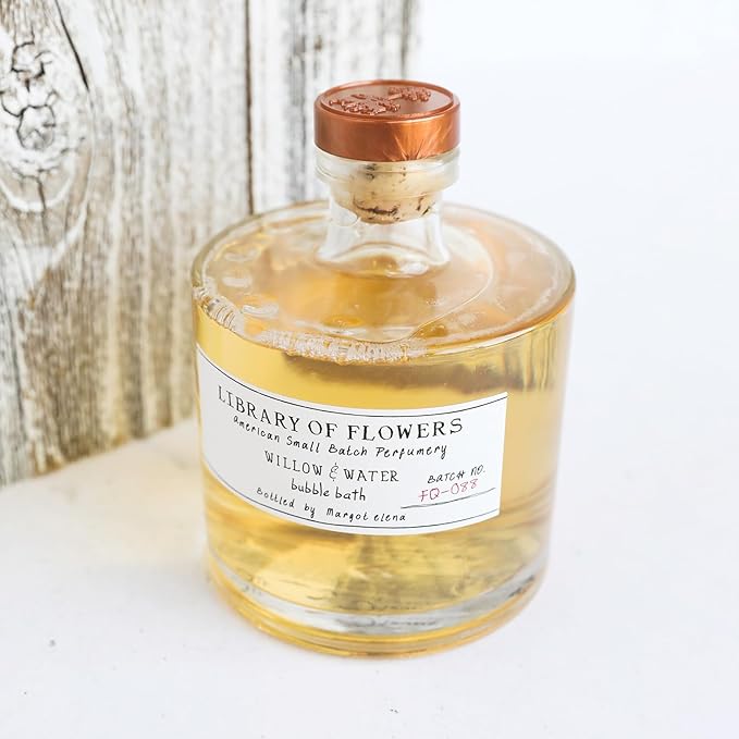 Library of Flowers Willow & Water Bubble Bath, 17 fl. oz., Cut Greens, Flowering Lotus & Watercress, Skin Hydrating & Deep Moisturizing, Avocado Oil & Green Tea, Relaxing Scented Bubbling Bath Soap