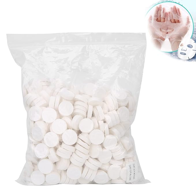 Dioche 500pcs Disposable Mask Paper Compressed Sheet DIY Hydrating Mask Cotton Skin Care Wrapped Masks for Home Travel, Dry Face Paper Sheet