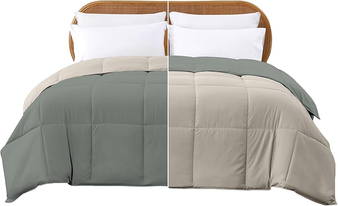 Modern Threads Down Alternative Reversible Comforter Sage Green/Cream California King