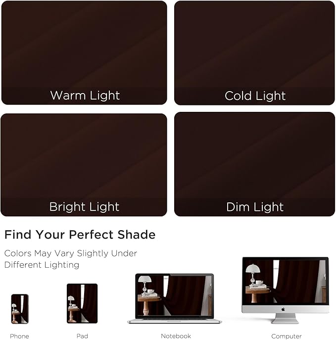 CUCRAF Blackout Curtains 96 inch Length 2 Panels Set, Rod Pocket Room Darkening Drapes for Bedroom Living Room, Insulated Thermal Light Blocking Window Curtain (W52 x L96 Inch, Chocolate)