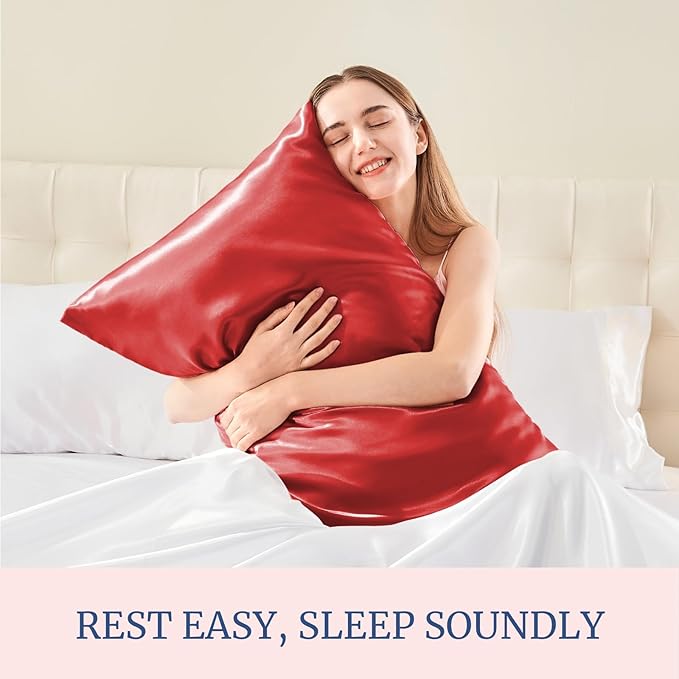 BEDELITE Satin Pillowcase for Hair and Skin, Super Soft Similar to Silk Pillow Cases 4 Pack with Envelope Closure, Cooling Pillowcases for Women Men (20"x26" Standard Size, Baked Apple)