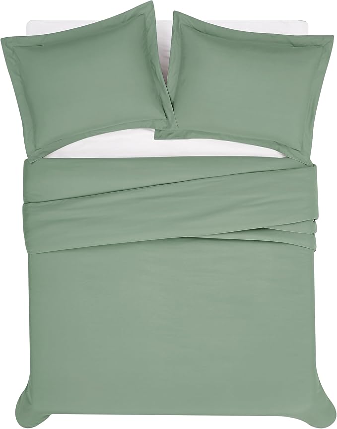 London Fog Garment Washed Solid Duvet Set Green Microfiber 2-Piece Twin XL Duvet Set, Solid Themed, Adult and Teen, Oeko-TEX Certified